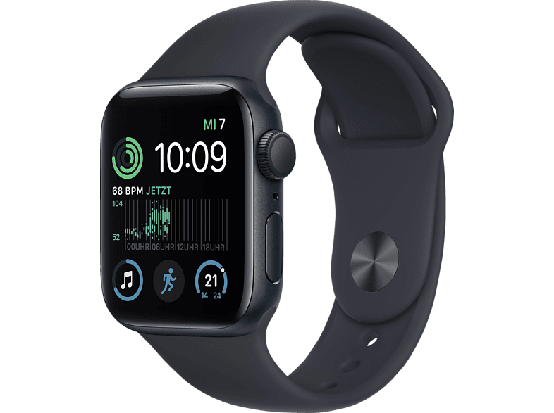 Apple Watch SE (2022), GPS, 40mm Smartwatch, Aluminiumgehäuse, Fluorelastomer, 130 – 200 mm